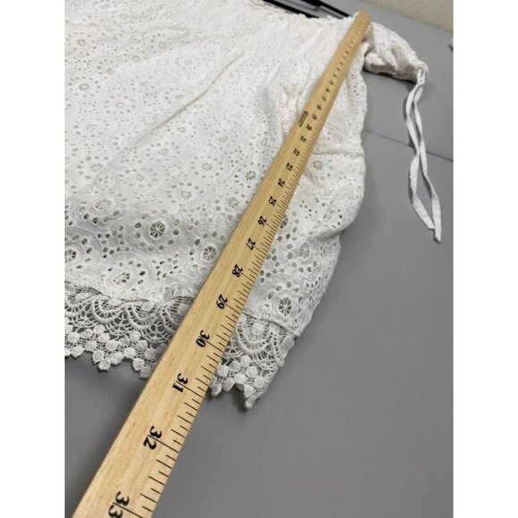 TULAROSA QUINN Off The Shoulder Lace Smocked Dress White Sz Small beach wedding - Picture 7 of 12